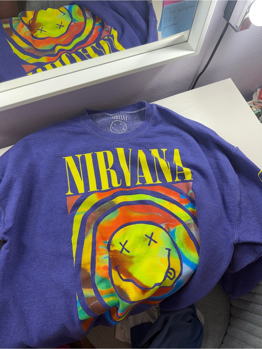 Urban Outfitters Nirvana Purple Multicolor Graphic Sweatshirt